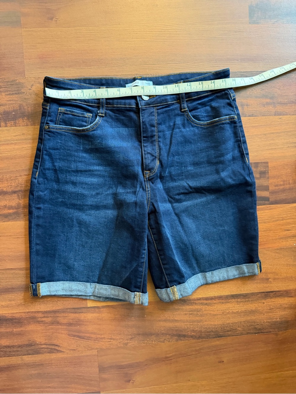 Nine West Jeans Womens 12 Blue Jean High Rise Bermuda 5-Pocket Stretch Shorts